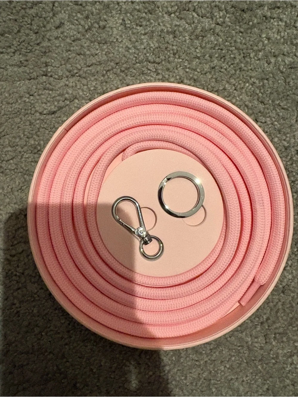 Prada Pink Round Box with Black Rope Motif